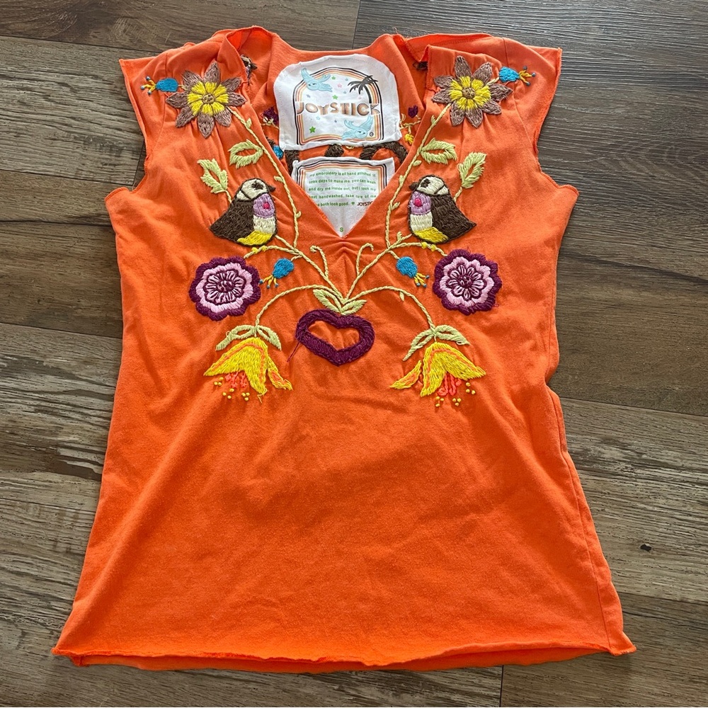 Y2K Joystick embroidered bohemian free spirit boho tank top S